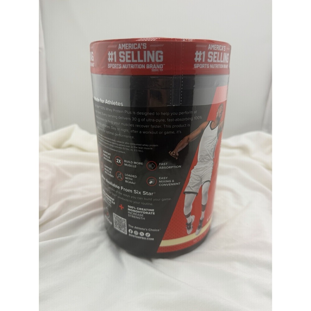 SixStar 100% Whey Protein Plus 30g VANILLA CREAM Flavor 1.81lbs- NEW SEALED- - Picture 3 of 4